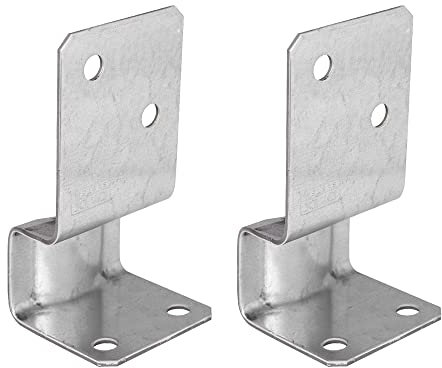 BRESKO Stützenfuß dekorativ Pfostenträger Pfostenschuh Bodenhülse Pfostenanker Pfostenfuß (Silber: 70x70x142 mm, 2)