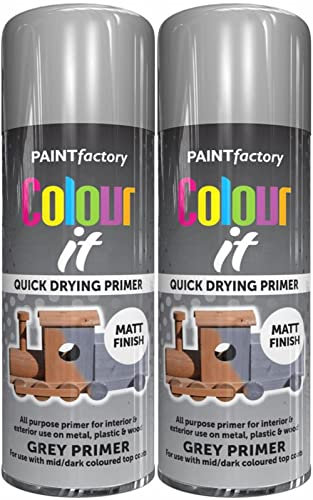 AHS Grey Primer Spray Paint 400ML - Professional Multipurpose Aerosol Can - Interior & Exterior Body Surface Use - Quick Drying & Long Lasting Paints - Matt Finish Primer Paint - 400ML (2)