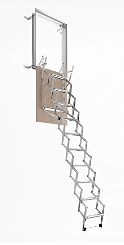 Fgm Scale - Scala Retrattile Pantografo Parete | Gradino Lato 70 | Misura 70x110 H=276-300 cm