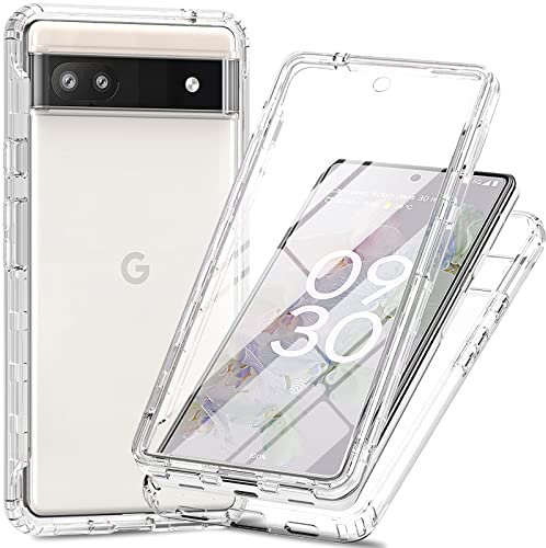 XINYEXIN Coque pour Google Pixel 7A 360 Degrés Antichoc Protecteur D'écran Intégré, Silicone Bumper Full Body Protection Transparent Etui Housse pour Google Pixel 7A - Cristal