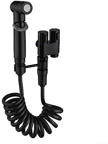 Toilet Bidet Sprayer Set,Hygienic Shower For Home Bathroom Toilet Bidet Shower Head Double Outlet Angle Valve(Black)