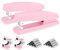 Deli Heftgerät, Schreibtisch-Hefter, 2 Stück, Bürohefter, 25 Blatt Kapazität, inklusive 2000 Heftklammern und 2 Heftklammerentferner, 2 Stück, Pink