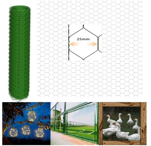 0.5M x 25M PVC beschichtetes Geflügel Netz Hühnerdraht 25mm Löcher Rustikales Metallgitter, das Kaninchen Tier Zaun für Haustier Netze, Boden Estrich Verstärkung