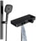 Rainsworth Duscharmatur mit Thermostat Set und Glasablage Schwarz - Duscharmatur komplettset mit 3 Strahlarten Handbrause, Unterer Auslauf, 60 cm Aluminium Duschstange, Duschset Duscharmatur Set