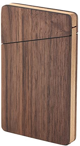 HUTSRAI Portable Porte-Cartes de Visite en Bois et Femmes Porte-Cartes-Cadeaux d'affaires Portable Bois de Noyer