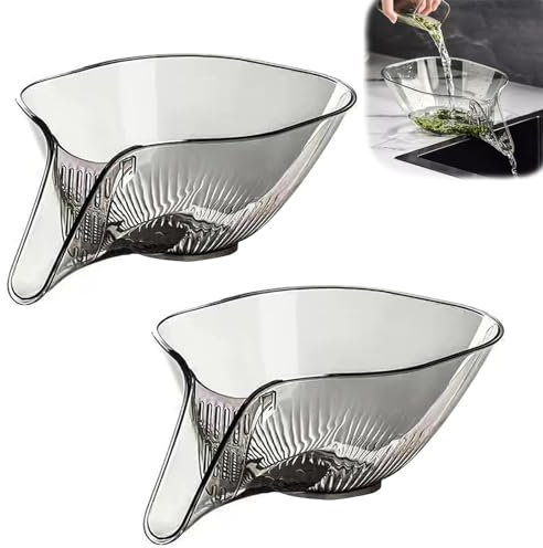 2 Pcs Multi Functional Drain Basket,Drain Basket Kitchen with Removable Strainer,Household Kitchen Sink Drain Basket Storage for Vegetables Fruit (Transparent Gray)