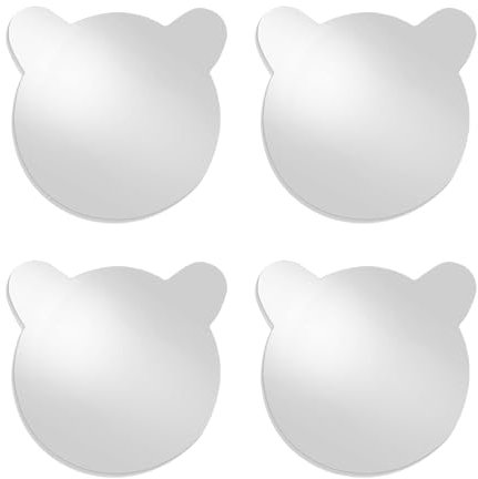 Zfseyuh Kinderspiegel 4 Stück Bär Spiegel Kinderzimmer für Mädchen und Jungen Selbstklebende Spiegel Kinder Wandspiegel Klein für Badezimmer Kinderzimmer