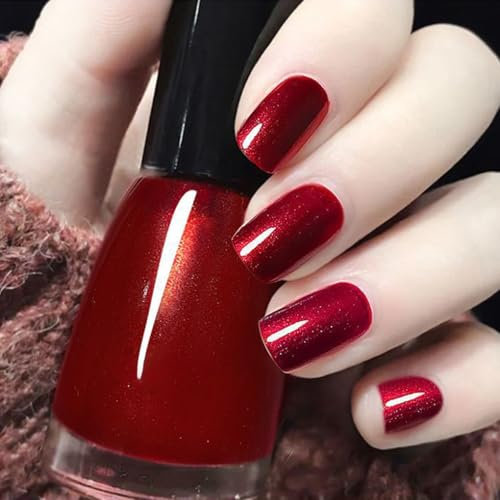 Glitter Nail Polish - Burgundy nail polish, glitter Nail Varnish for Women Girls,Quick Dry&Long Lasting No Need Cure Nail Paint for DIY Nail Art Home Manicure (27#Burgundy)