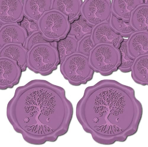craspire 50 pcs Arbre de Vie Sceau de Cire Autocollants Violet Décoration Autocollants Rétro Adhésif Enveloppe Cachetage Autocollants pour Invitation de Mariage Enveloppe Décor Fête d'anniversaire