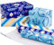 RUSPEPA Chanukka-Geschenkpapierrolle mit metallischem Folienglanz – blaue Menora, Davidstern und Streifen – 43,2 cm x 3 m pro Rolle, insgesamt 3 Rollen