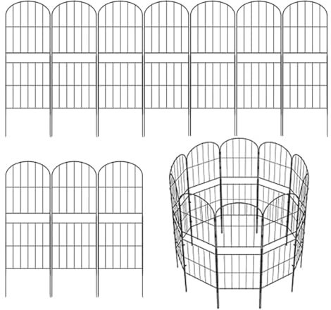 My Link Decorative Garden Fence Fencing 10 Panels,10.8ft (L) x 36in (H) Rust-Proof Metal Wire Border Animal Barrier for Dogs Metal Fence Panels for Garden Outdoor.