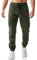 Elegancity Mens Cargo Work Combat Trousers Regular Fit Casual Jogging Pants Drawstring Sweatpants with Pockets (Green, XL)