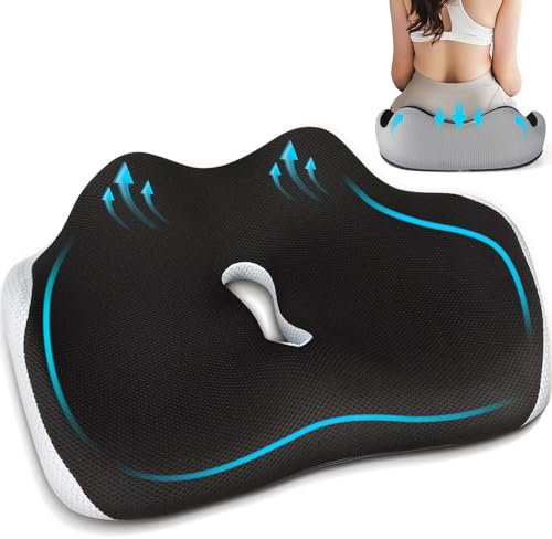 Memory-Sitzkissen für Bürostuhl Orthopädisches Sitzkissen, Memory Foam Steißbeinkissen, Ergonomisches Sitzkissen, Bürostuhl, Autositzkissen, Rollstuhlsitz Memory-Foam mit Waschbarer Bezug(Schwarz)