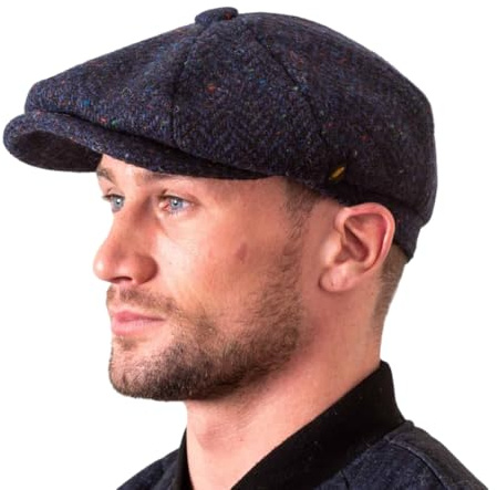 Hatman of Ireland Herren 100% Kerry Woollen Mills Tweed 8 Stück Mütze Irischer Newsboy Hut Made in Irland