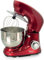 Impastatrice Planetaria Rossa, 1600W, 6 Velocità, Contenitore Acciaio 5L, Gancio ad Uncino, Sbattitore Piatto, Frusta Metallica