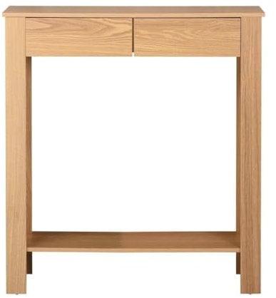Calicosy - Console Haute 2 Tiroirs - Décor Bois Chêne - Panneaux De Particules - 1 Tablette en Bas - Prises De Main Intégrées - Entrée, Couloir Ou Salon - Design Moderne - L 79 x P 29 x H 86,5 cm