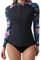 SHAPERIN Rash Guard Shirt Damen UPF 50+ Schwimmshirt Langarm Badeanzug UV-Schutz Shirt für Wasser Surfen Schwimmen Badeshirt Rashguard Schwarz 2# M