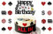 17 Stück Poker Casino Happy Birthday Cake Toppers, Casino Poker Dice Cake Decoration Kit, Schwarz Rot Glitter Casino Chips Herz Cupcake Toppers für Las Vegas Themed Birthday Party Decor