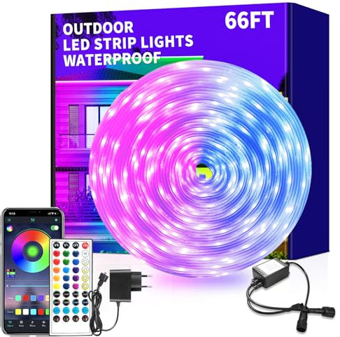 vimeepro 20M LED Strip IP68 Outdoor LED band Waterproof mit Remote/APP Control, musiksynchronisierte RGB led streifen aussenbereich für Schlafzimmer Dach Garten Treppe Party