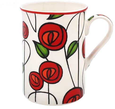 The Leonardo Collection Mackintosh Mug Charles Rennie Mackintosh, Tea and Coffee Mugs for Hot Drinks | Fine China Printed Mugs for Kitchen & Home | Reusable Ceramic Cups for Every Occasion