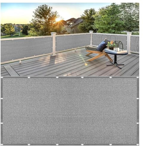 CAQXAQP Grigio Rete Ombreggiante,1mx1m Telo Ombreggiante Occhiellato 180g/m², Traspirante e 90% Anti UV,per Giardino, Pergola, Balcone Privacy e Terrazzo Protezione Solare