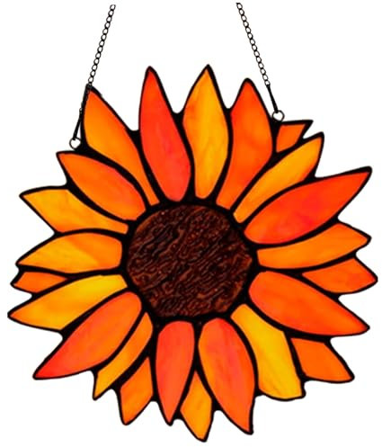 Colgante de vidrieras de vidrier, decoración de Girasol Cazador de Sol, Cazador de Sol acrílico 2D con Cadena para mamá Mujer de Cocina de Cocina/7.1x7.1
