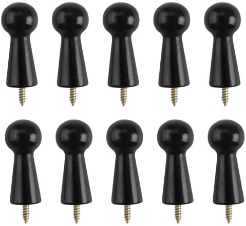 MOROBOR 10pcs Wooden Hooks Shaker Pegs, Black Towel Hook Shelf Clip Screw-On Solid Hook Unfinished Wood Shaker Racks for Bathroom Towels Doors Stair Edges