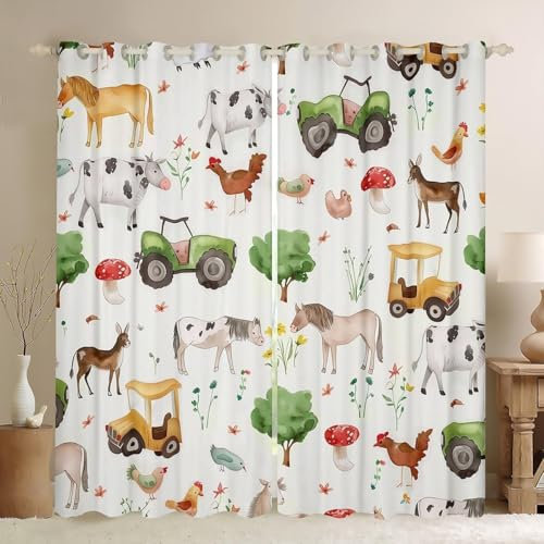 Pechiwuo Vorhänge 3D Pferd Gardinen Wohnzimmer Nutztiere verdunklungsvorhänge 2er Set Blackout Curtain Vorhang mit ösen lärmschutzvorhang für Schlafzimmer kinderzimmer 2 x 60 x 150 cm（B X H） X410