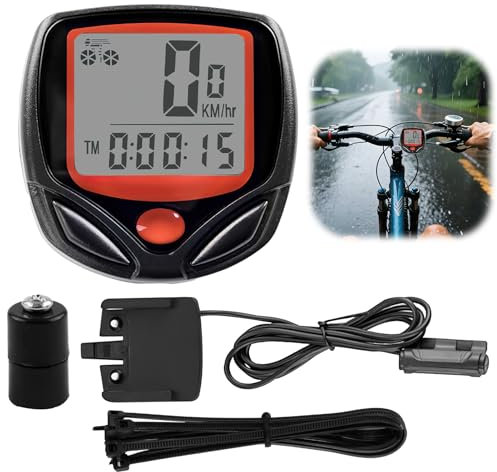 Contachilometri Bici Digitale, Ciclocomputer Impermeabile IPX6, Tachimetro 14 Funzioni, Conta Chilometri con Display Misura Distanza Velocità Tempo, Contakm Computer per Bicicletta e MTB