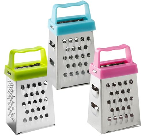 3PCS Mini Stainless Steel Box Cheese Graters with Handle, Multi‑Functional Vegetable & Citrus Slicers for Home Kitchen, Food Prep & Baking