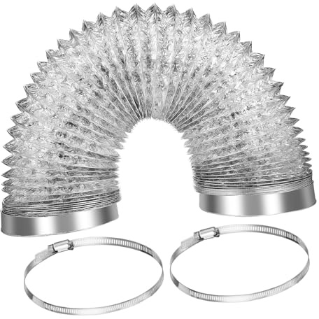 MAGICLULU Flexibler Trocknerentlüftungsschlauch aus Aluminiumfolie mit Aluminiumklebeband und Verstellbaren Schlauchklemmen Einfache Montage Öl Reduzierung Vielseitig Einsetzbar
