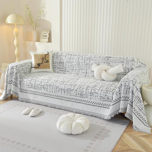 DeepDream Sofa Überzug 1/2/3/4 Sitzer, Chenille Sofaüberwurf Waschbar L Form Sektionssofa, Couch Überzug Sofa Überwurfdecke Futonbezug für Haustiere Kinder, 180 x 300cm, G Grau