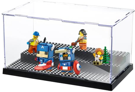 ASelected Acryl Schaukasten Vitrine  Klar 25.5x13.7x15.5CM Kunststoff | 3 Mini Figuren Schaukasten Für Minifiguren Staubdichte Vitrine Für Bausteine Actionfiguren Blöcke Sammlerstücke