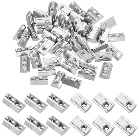 PATIKIL M5 Half Round Roll in Spring t Nuts 4040 Series Silver 50 Pcs | Carbon Steel,for 8mm Aluminum Extrusion Profile,t Slot Spring Nuts,3D Printer DIY Tools Furniture Assembly