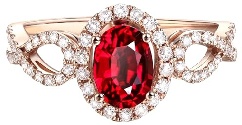 Anello Oro Rosa Anelli Oro 18Kt Ruby Creato in Laboratorio Infinito Numero 16 Solido Non Placcato Aggiornamento 3.0 per Signore Laurea Gioielli