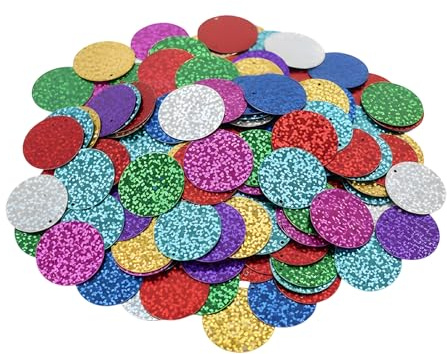 400pcs 30mm Large Sequins for Crafts - Flat Sequin with Holes for Sewing & Gluing - Bulk Mixed Color Sequins for Crafts, DIY Art, Jewelry Making