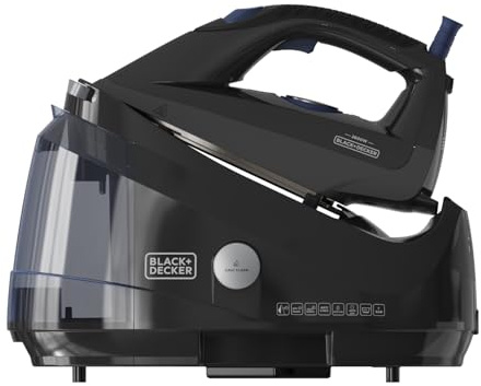 Black+Decker - Dampfbügelstation BXSS2600E + 2600W | 7 bar Druck | Antimikrobieller Dampf | 1,5 L abnehmbarer Tank | Dauer-Dampf 130 g/min | Kalkschutz & Verriegelung | ECO-Modus | Auto-Off