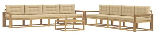 vidaXL Outdoor-Sofagarnitur 9 pcs Weiß und Beige 79 x 79 x 37 cm, Garten-Sofa Set, modulare Lounge für draussen, wetterfestes Mobiliar, robuster Pool-Bereich