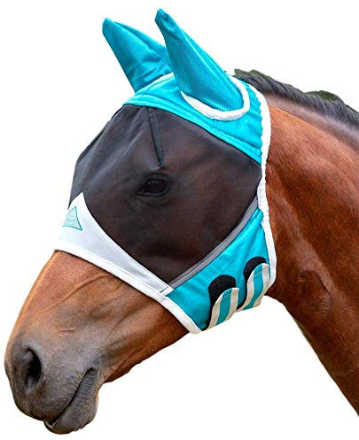 Sport Tent Fliegenmaske Pferd Mit Ohren Fliegende Maske Atmungsaktive Fliegenschutzmaske (Blau M)