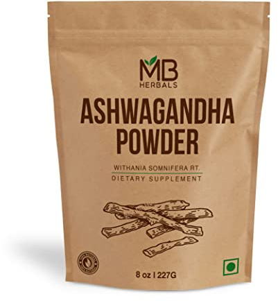 MB Herbals Ashwagandha Powder 8oz (0.5lb) | Lab Tested | Indian Ginseng | Withania somnifera Root Powder