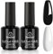 Beetles Gel Nail Kit- 2 Pcs 15ml Black White Colors Gel Set Soak Off LED Nail Art Manicure DIY at Home Christmas Gifts Decoration