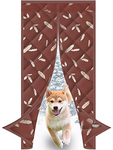 MEEYI Porte d'écran magnétique moustiquaire magnétique recoupable Rideau de Porte Isolant Thermique Coupe-Vent pour Cage d'escalier-Café - Plume 110x210cm