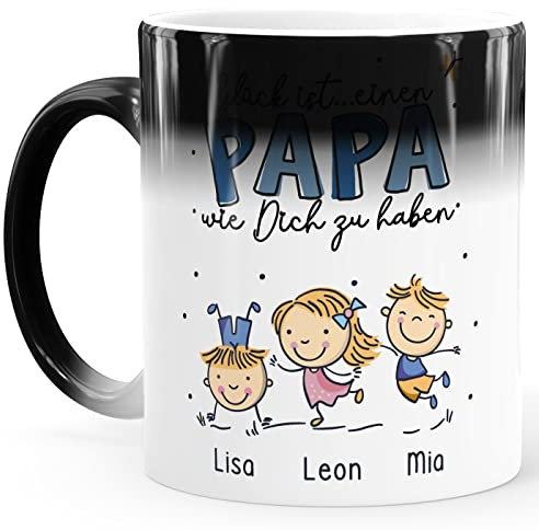 SpecialMe® Kaffee-Tasse Farbwechsel personalisiert Kinder-Namen Glück ist einen Papa wie dich zu haben Geschenk Vatertag Magic Magic-Tasse