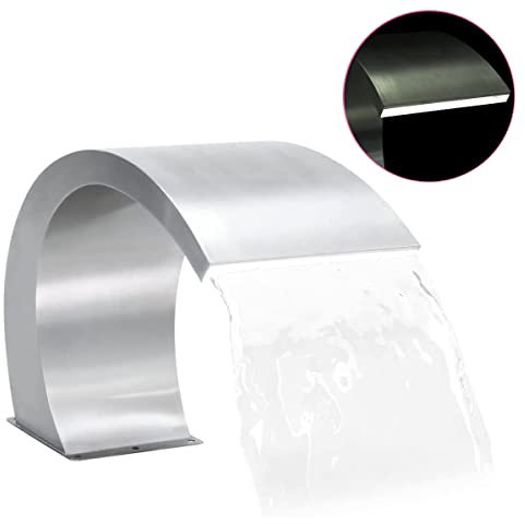 KOIECETA Pool-Wasserfall Schwalldusche Mit LED Edelstahl Schwallbrause Pool Wasserschwall Schwimmbad Wasserfontäne Wasserspiel Schwimmbecken Pool Fontäne mit Zubehör