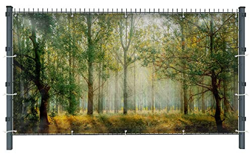 Warenfux24 Wald (1870) - Gartensichtschutz, Motivbanner, Sichtschutz Garten, Gartendeko, 251 x 183 cm, Mesh (winddurchlässig)