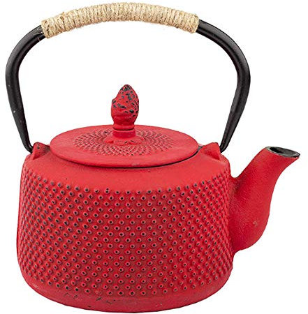 Tetera Japonesa de Hierro Fundido con Filtro de Huevo de té, Tetera de Gas, Tetera de Metal Rojo de 850ml, Tetera de Hierro para Levantar Agua, Juego de té Kung fu-Rojo