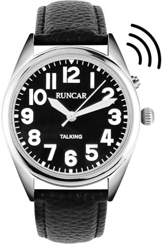 RUNCAR Montre Parlante Femme Anglais pour Personnes Âgées Malvoyantes Alarme Forte Annonce vocalement l'heure en français et la Date