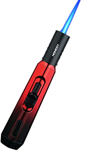 PROMISE Winddichte Flamme Butan nachfüllbares Gasfeuerzeug für Kerzencamping Wild Outdoor Use lang für Kerzen, Camping, Grill, Schmuck DIY (Rot)