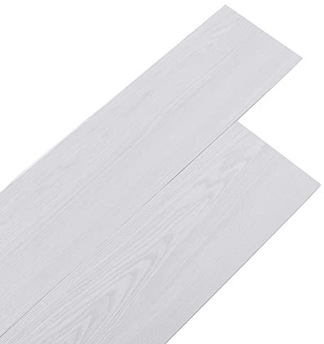INMOZATA 36Pcs Self-Adhesive PVC Flooring Planks Floorboard Planks Waterproof Floor Stickers for Kitchen Bathroom Home Floor Tile 91.5 X 15.2CM (White Grey)