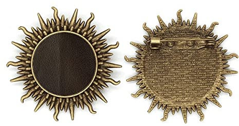 Broche en cuir noir avec motif Sonne Brosche Haken, M